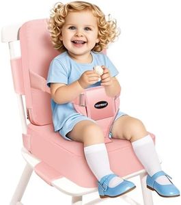 YONTINY Toddler Booster Seat for Kitchen Chair, 2-in-1 Dining Table Booster Seat with Backrest & Adjustable Straps – Easy-Clean, PU Portable Toddler Eating Travel Increasing Cushion - Pink