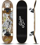 Sefulim 31 x 8 Inch Complete Skateboard 7 Layer Canadian Maple Double Kick Deck Concave Cruiser Trick Skateboard for Boys Girls Teens Adults Beginner