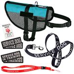 Dogline Service Dog Vest Harness Bundle Official Red Service Dog Reflective Leash & Patches Service Dog in Training Set Service Dog ADA IDs with Holder & Lanyard for Travel Support Therapy Dark Teal