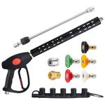 M MINGLE Replacement Pressure Washer Gun with Extension Wand, M22 15mm or M22 14mm Fitting, 5 Nozzle Tips, 40 Inch, 4000 PSI