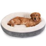 Bedfolks Donut Dog Bed,36 Inches Calming Round Dog Beds for Large Dogs,Washable Anti Anxiety Cuddler Dog Bed with Removable Cover(Dark Grey,Large)