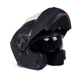 Milwaukee Helmets MPH9814DOT 'Breeze' Flat Black Advanced Motorcycle Modular Helmet for Men and Women Biker w/Drop Down Visor - Small