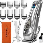 Chello Full Metal Professional Dog Clippers for Grooming, Dog Hair Remover & Rechargeable, Low Noise Cordless, pet Hair Clippers for a Large Dog, Dog Stuff for Heavy Duty use with LED Display
