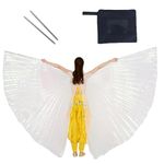 Baisdan Opening Isis Wings with Sticks Belly Dance Wings Butterfly Wings for Halloween Carnival Performance Costume (White Wings)