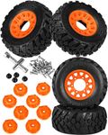 RcarmumbWow RC 12mm/14mm Hex RC Wheels and Tires for 1/10 Slash 2WD 4×4 4wd,Senton Axia1 Redcat Rc4wd,Rc Truck Tires Snow Tires Desert Tires,4PCS,Orange