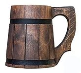 Etno Motif Handmade Beer Mug Wooden