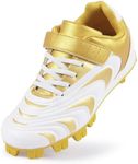 CAMVAVSR Kids Baseball Cleats Lightweight Unisex-Child Softball Cleat for Boys Girls Rubber Molded Sneakers Little Children Big Youth Sports Shoes Gold Size 2.5