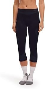 Falke Women's Warm 3/4 Tights Base Layer Bottom, Thermal Underwear, Mild to Cold Weather, Breathable Quick Dry, Nylon, Black (Black 3000), XL, 1 Pair