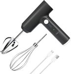 LHBD Cordless Hand Mixer- Electric Whisk USB Rechargeable Handheld Electric Mixing with 3 Speed Self-Control,304 Stainless Steel Egg Beaters &Balloon Whisk for Baking,Pancakes(black)