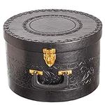 Creative Scents Large Hat Box for Men & Women Storage- Round Hat Box Container Easy Travel with Gold locking Lid and Sturdy Handle Great for Carrying & Protecting Round Hats and Caps. (Black)