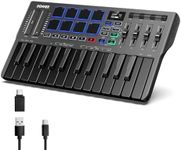 Donner DMK25 Pro MIDI Keyboard Controller, 25 Mini Key Portable USB-C MIDI Keyboard with 8 Drum Pads, OLED Display, Personalized Touch Bar, Music Production Software and 40 Free Courses