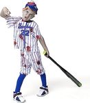 Spooktacular Creations Child Boy Blue Baseball Zombie Costume for Halloween Dress Up Parties, Zombie Theme Party Costumes-L(10-12yr)