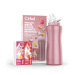 Cirkul 32oz. Rose Gold Stainless Steel Water Bottle Starter Kit with Rose Gold Lid and 2 Flavor Cartridges (1 LifeSip Strawberry, 1 GoSip Passion Fruit Dragon Fruit) Zero Calorie and No Sugar