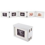 5 Folding Sonogram Picture Frame for Expecting Parents- 4.7" × 6.8" Baby Ultrasound Picture Frame Natural Wood Sonogram Pregnancy Frame Baby First Photo Frame for Pregnant Mom Gifts, Nursery Decor