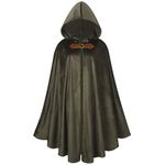 maxToonrain Medieval Costume with Hood Northern Knight Renaissance Hooded Cloak Vintage Gothic Witch Wizard Victorian Halloween Fancy Dress Costume (Olive Green,102cm-Men)