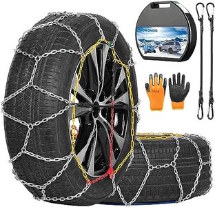 COCO BIRD Snow Chains, Wear-Resistant High Carbon Steel Anti Slip Tire Chain for Passenger Cars, Pickups, and SUVs, Set of 2 (KN130)