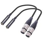 Yumiwoow XLR Female to 1/4" Female Cable, 3 Pin Female to 6.35mm Socket Audio Cord, XLR Jack to TS/TRS Quarter inch Adapter Connector Converter Metal Construction 1FT 2Pack