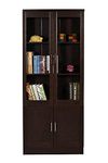 Caspian Engineered Wood Book Shelf and Display Crockery Unit (Brown Matte Finish) | Size 75 x 30 x 16 (inches)