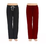 U2SKIIN 2 Pack Pajama Pants for Women Soft, Comfortable Womens Lounge Pajama Pants Lightweight Sleep Pj Bottoms for Women(Black/Burgundy, L)