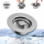 D-buy Upgraded All Stainless Steel 3 in 1 Kitchen Sink Drain Strainer, Pop Up Sink Stopper Combo, Anti Clogging Sink Food Catcher Basket, Fast Drainage Filter Sink Plug for US Standard 3-1/2" Drain