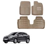 Oshotto 4D Beige Car Floor Mats Compatible with Maruti Suzuki Baleno 2015-2022 - Set of 3 (2 pcs Front & one Long Single Rear pc)