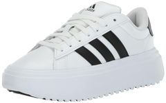 adidas Women's Grand Court Platform, White/Black/Black, 7.5