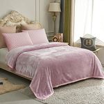 JYK Fleece Plush Blanket 3.5 LB, 1 Ply, Korean Mink Blanket Queen 79" x 91" - Super Soft and Warm, Lightweight and Cozy Fuzzy Solid Color Fleece Blanket for Bed, Pink