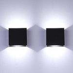 Glighone 2Pcs LED Wall Lights Indoor Up Down Wall Lamp Wall Wash Light Wall Sconce Black 6W Modern Aluminum Lighting for Living Room, Bedroom, Hallway, Corridor, Stairs, Cool White