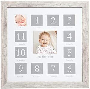 Kate & Milo My First Year Frame, Newborn To First Birthday Photo Frame, Baby Keepsake Nursery Frame, Rustic Wood