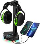 PicoHemmo RGB Headphone Stand Desk Gaming Headset Holder with 16 Light Modes & 2 USB Ports for Desktop PC Game Earphone Accessories