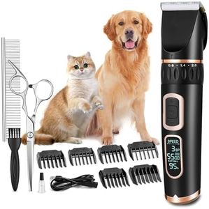 Lyiazsoy Dog Clippers, Dog Trimmer Grooming Tool, Low Noise, 3 Speeds Cordless Pet Hair Clippers, Shaver for Small and Large Dogs Cats (Black)