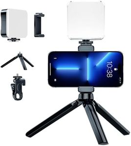 Dafape Rectangle Selfie Light with Tripod Stand, LED Light Phone Tripod Portable Phone Holder for iPhone Android Laptop Tablet Video Conference Lighting YouTube Makeup TIK Tok Live Stream (White)