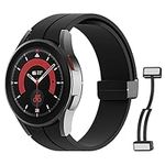 MoKo Bands Compatible with Samsung Galaxy Watch 6/5/4 40mm 44mm/Watch 6 Classic 43mm 47mm/Watch 5 Pro 45mm/Watch 4 Classic 42mm 46mm, Magnetic D-Buckle Replacement Silicone Strap,Black