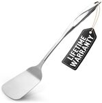 Zulay Kitchen Premium Stainless Steel Metal Spatula - Cooking Spoon Turner - Durable Cooking Utensil with Ergonomic, Easy to Use Handle - Easy to Clean, Perfect for at Home Cooks & Chefs - 15”