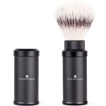 Fendrihan Black Anodized Aluminum Travel Shaving Brush Synthetic Silvertip Fibre (Made in Germany)