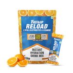 Fast&Up Reload Electrolytes Powder Sachets | Zero Added Sugar Hydration Drink with 5 Essential Electrolytes Vitamin C & B12 | Summer Heat, Workout Recovery, Travel & Wellness | Orange Rush, Pack of 15 Sachets