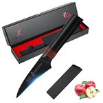 TUO Bird Beak Paring Knife 2.5" - Japanese AUS-8 Stainless Steel -Ergonomic Pakkawood Handle with Sheath & Gift Box - Small Tourne Knife Razor Sharp - Dark Knight Series