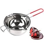 [New Upgrade] Stainless Steel Double Boiler Pot 600ML with Heat Resistant Handle for Melting Chocolate, Butter, and Candle Making - 18/8 Steel Universal Insert …