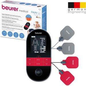 Beurer EM59 Digital TENS/EMS Device with Heat – 4 Electrodes, 70 Programs