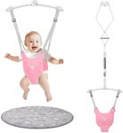 Baby Jumper, Baby Jumper Doorway with Adjustable Strap, Easy to Assemble, with a Soft Rug (Pink)