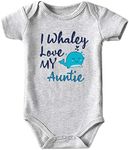 Azzwnee I Whaley Love My Auntie Baby Boy Clothes Unisex Funny Baby Bodysuits 0-3 months gray