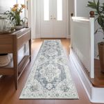 JINCHAN Area Rug 2x10 Washable Rug Hallway Indoor Vintage Rug Grey Multi Print Retro Distressed Carpet Stair Runner Thin Rug Accent Rug Lightweight Bathroom Kitchen Living Room Bedroom Stairway