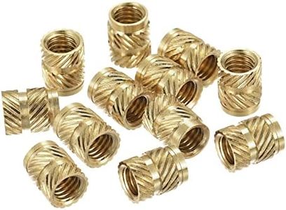 uxcell knurled Insert Nuts, 60Pcs M6 x 10mm L x 8mm OD 3D Printing Brass Nuts Female Threaded Inserts Brass Heat Set Insert Embedment Nut