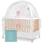 Baby Crib Safety Pop Up Tent – The Original Baby Bed Canopy Cover w/Soft, See-Through Mesh Netting, Satin Bottom, Self-Lock Zipper, Double Crib Ties & Chic Unisex Styling – No More Falls or Bug Bites