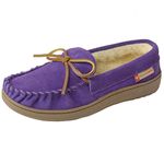 alpine swiss Sabine Womens Suede Shearling Slip On Moccasin Slippers Purple 8 M US