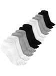 Bencailor 6 Pairs Women Toe Socks Cotton Compression Ankle Five Toe Sock Low Cut Athletic Running Socks for Women Men Kids(5-9,Black, White, Light Gray)