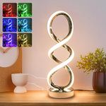 MAYNA Modern Spiral RGB Table Lamp, Touch Dimmable Bedside Lamp, 7 Colors 10 Light Modes Spiral Design Table Lamp, Unique Nightstand Lamp for Living Room, Bedroom, Cool Lamps for Ideal Gift