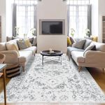 Famibay Rugs Living Room Large 200x290cm Area Rug Soft Fluffy Bedroom Rugs Vintage Washable Rug Non Slip Carpet Rug Grey Short Pile Floor Carpet for Living Room Bedroom Dining Room Office