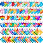 100 Pcs Mini Pop Keychain Fidget Toys for Kids Adults, Mini Bulk Toys Pop Push Bubble Sensory Stress Relief Hand Toys, Loot Bag Fillers Goodie Bag Stuffers Birthday Party Favors for Kids(Random Color)