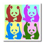 3dRose 3dRose ht_51439_1 Colorful Pandas Fun Animal Art Iron on Heat Transfer for White Material, 8 by 8-Inch